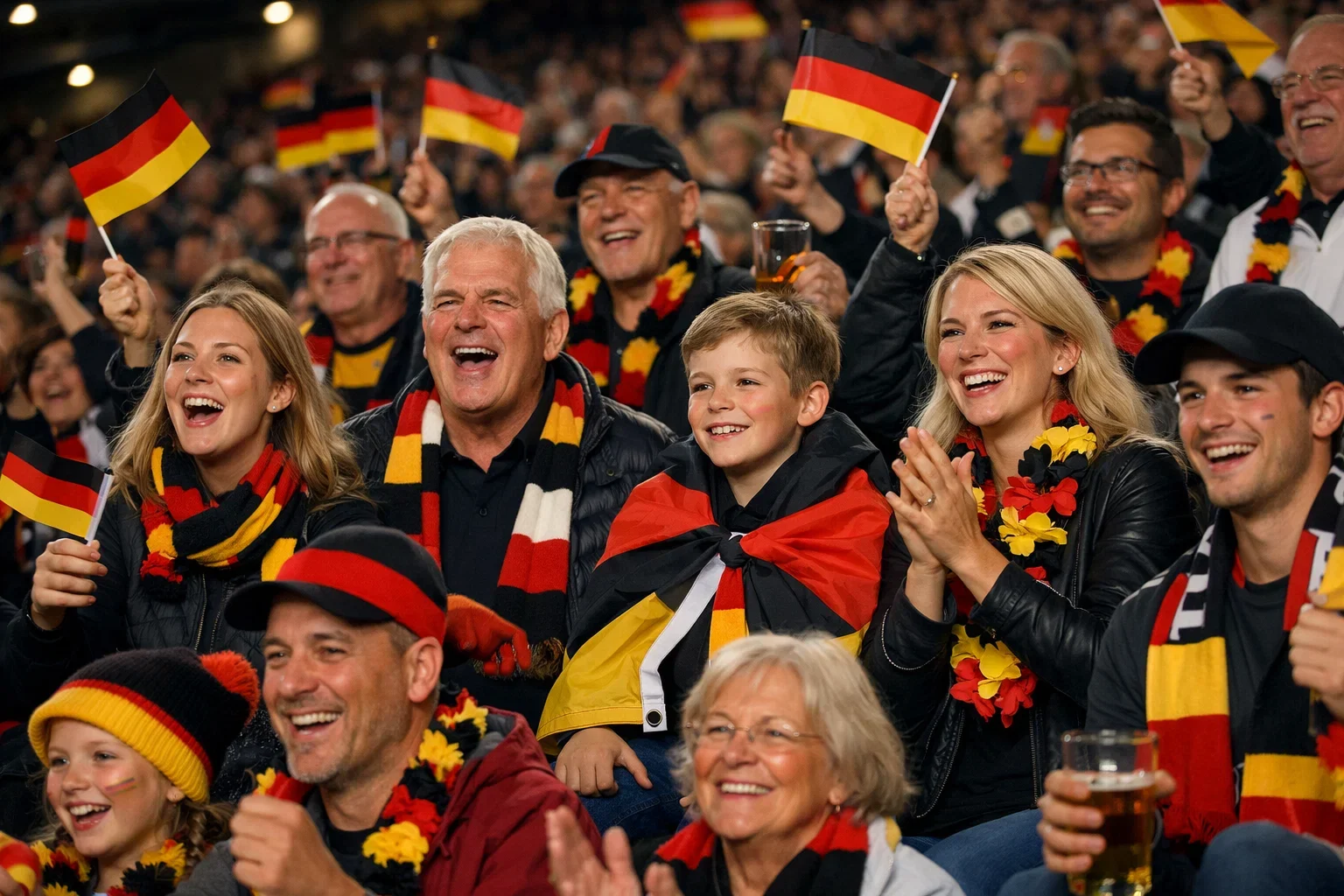 Deutsche Fans mit Fahnen in der Handball Arena