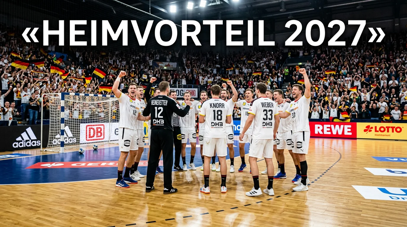 Deutsche Handball-Nationalmannschaft feiert vor jubelnden Fans in einer vollen Arena