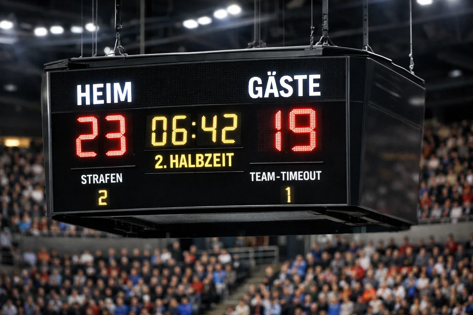 Handball Anzeigetafel zeigt aktuellen Spielstand