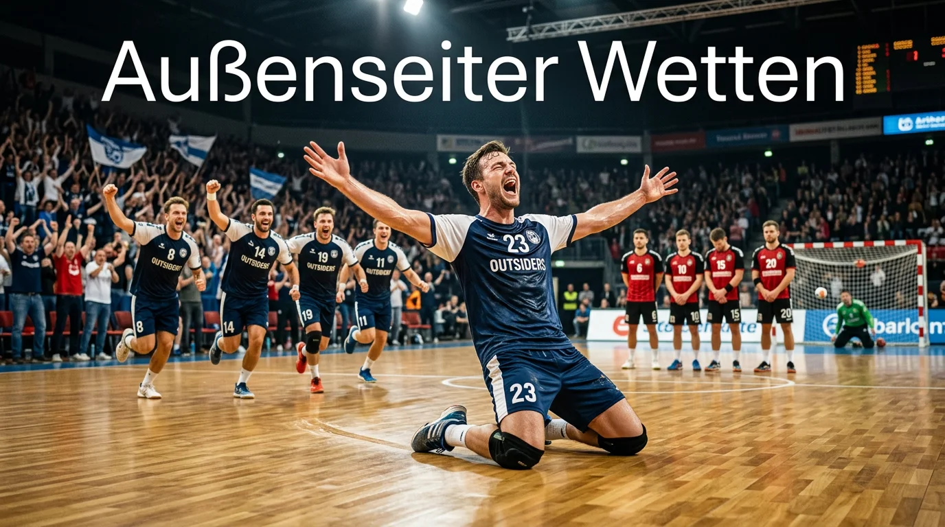 Handball-Spieler eines Außenseiters feiert ein überraschendes Tor