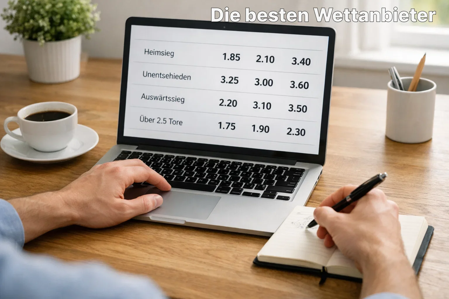 Person analysiert Wettquoten auf einem Laptop-Bildschirm